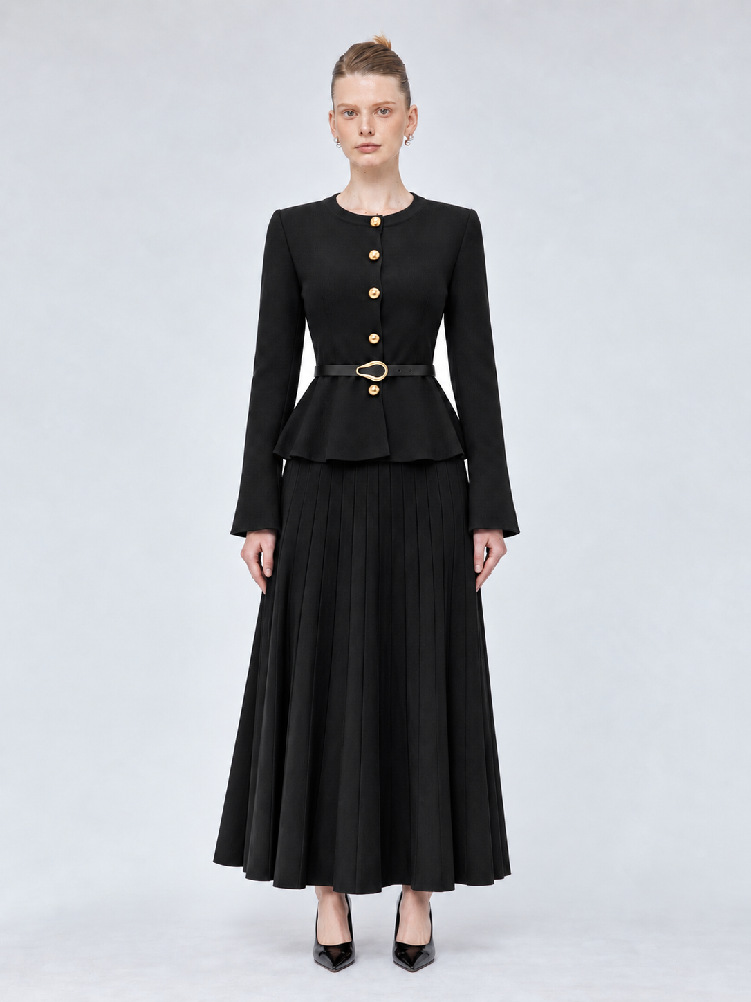 Belted Wool Skirt Set 6105, wholesale women's clothing Lebanon