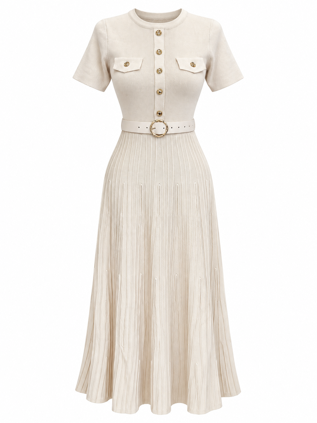 Belted Wool Dress 6076