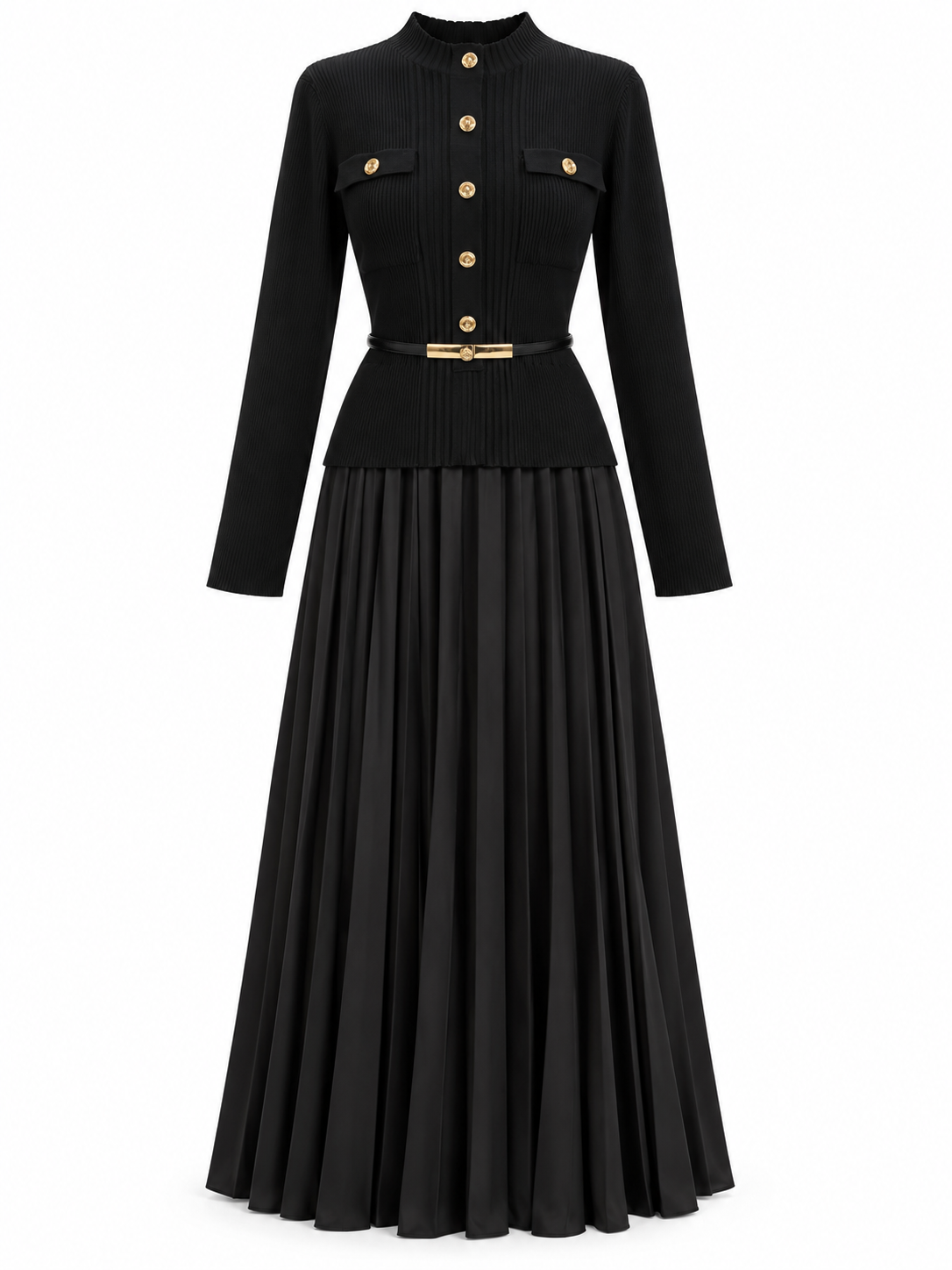 Plissé Wool Dress J9132