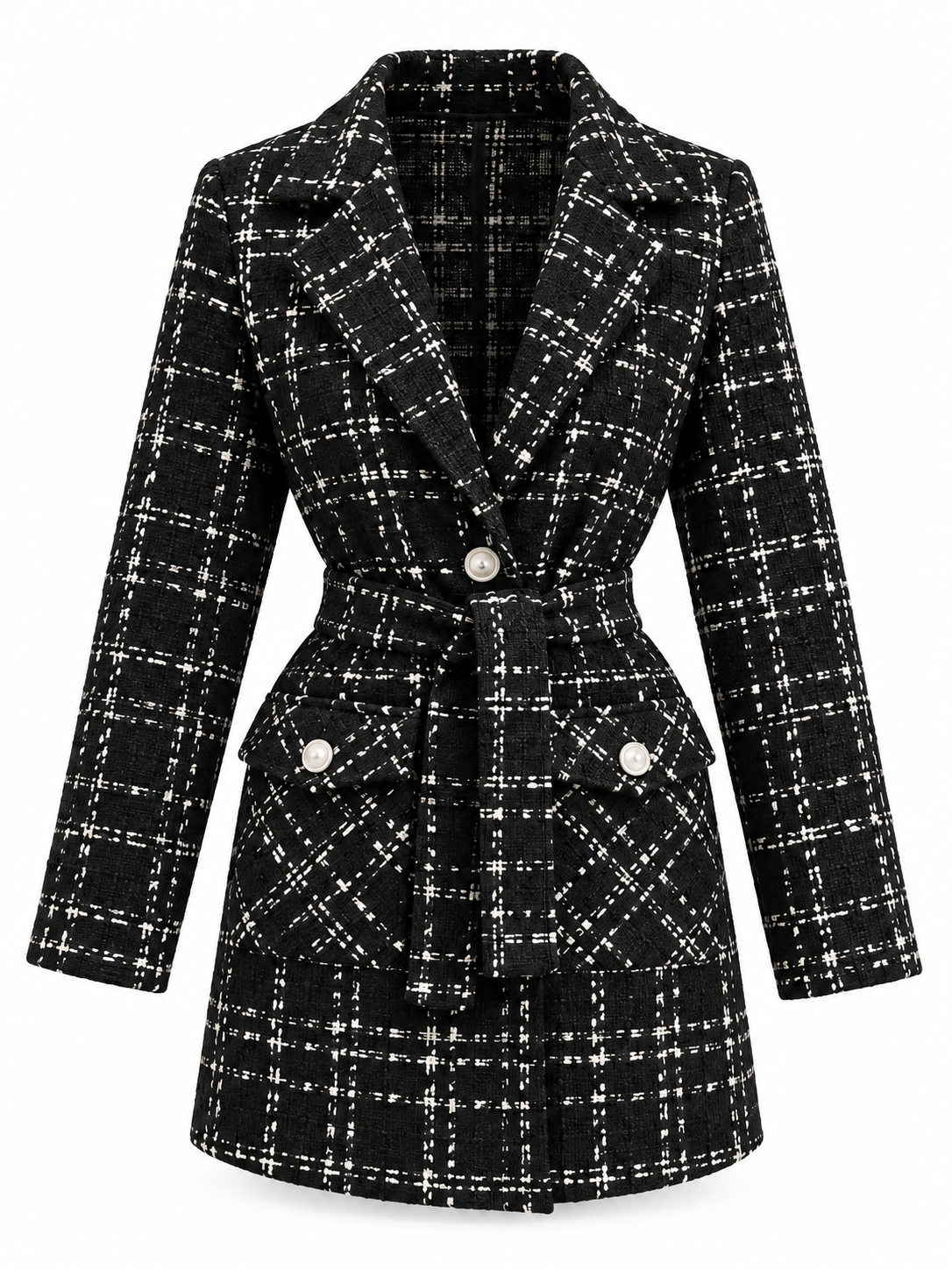 Tweed belted blazer
