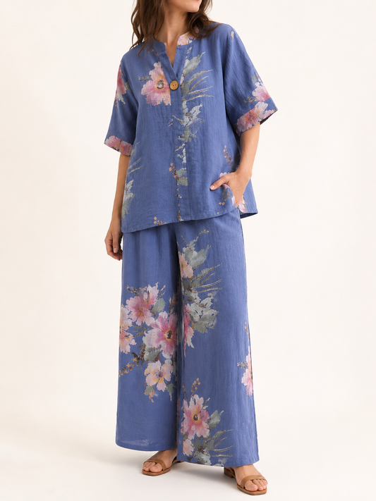 Printed Cotton Top & Pants Set 2836