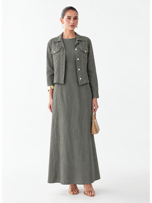 Linen Top & Dress Set 3870