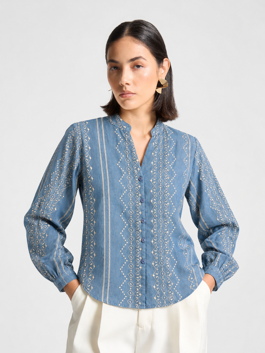 Blue Long Sleeve Shirt AI2471#