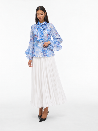 Floral Shirt & Pleated Skirt Set 26161