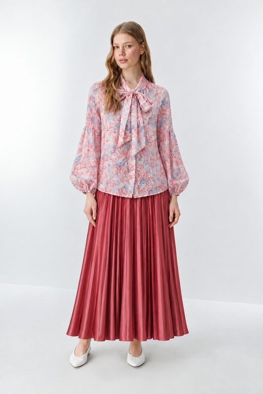 Shirt & Pleated Skirt Set 26137