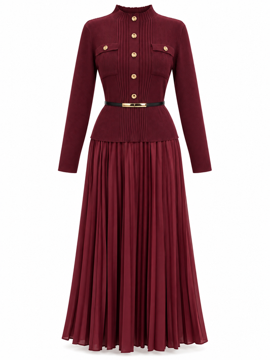Plissé Wool Dress J9132
