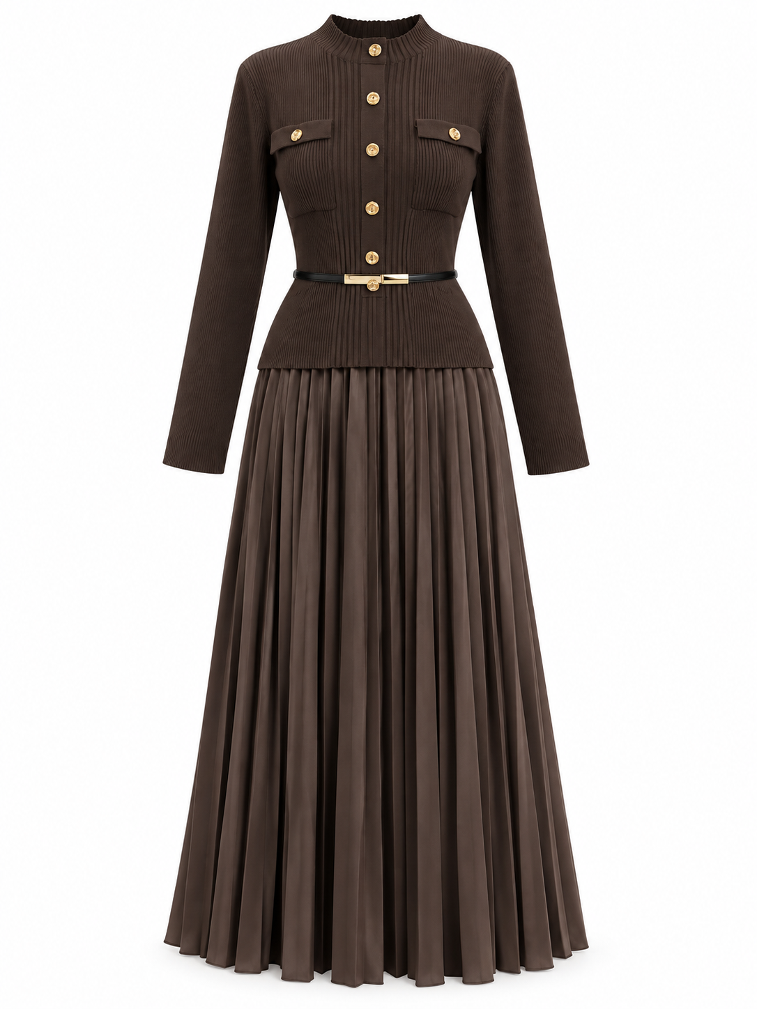Plissé Wool Dress J9132