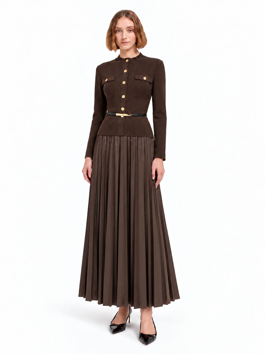 Plissé Wool Dress J9132, wholesale women's clothing Lebanon