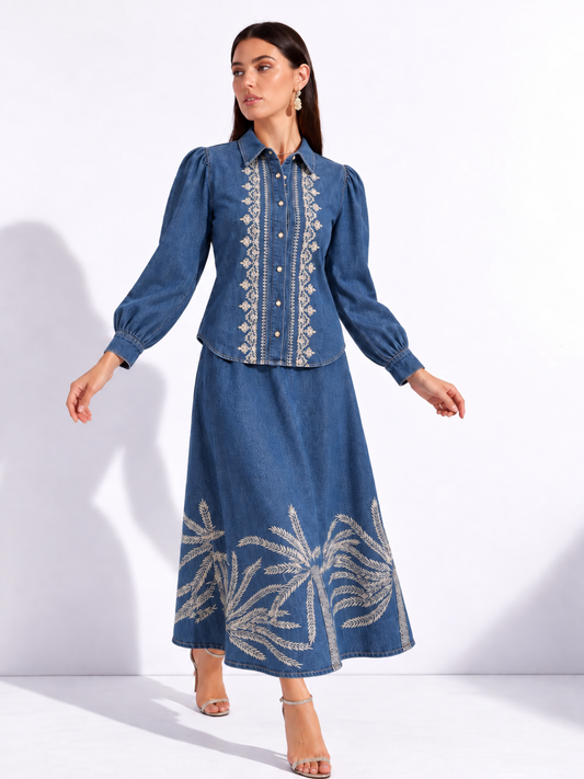 Denim Skirt Set 5225+5215, wholesale women's clothing Lebanon