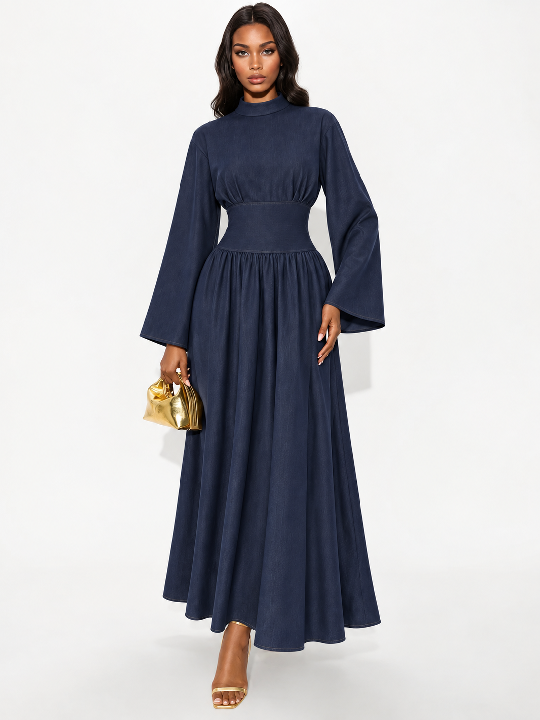 Belted Long Dress 5136, wholesale women's clothing Lebanon