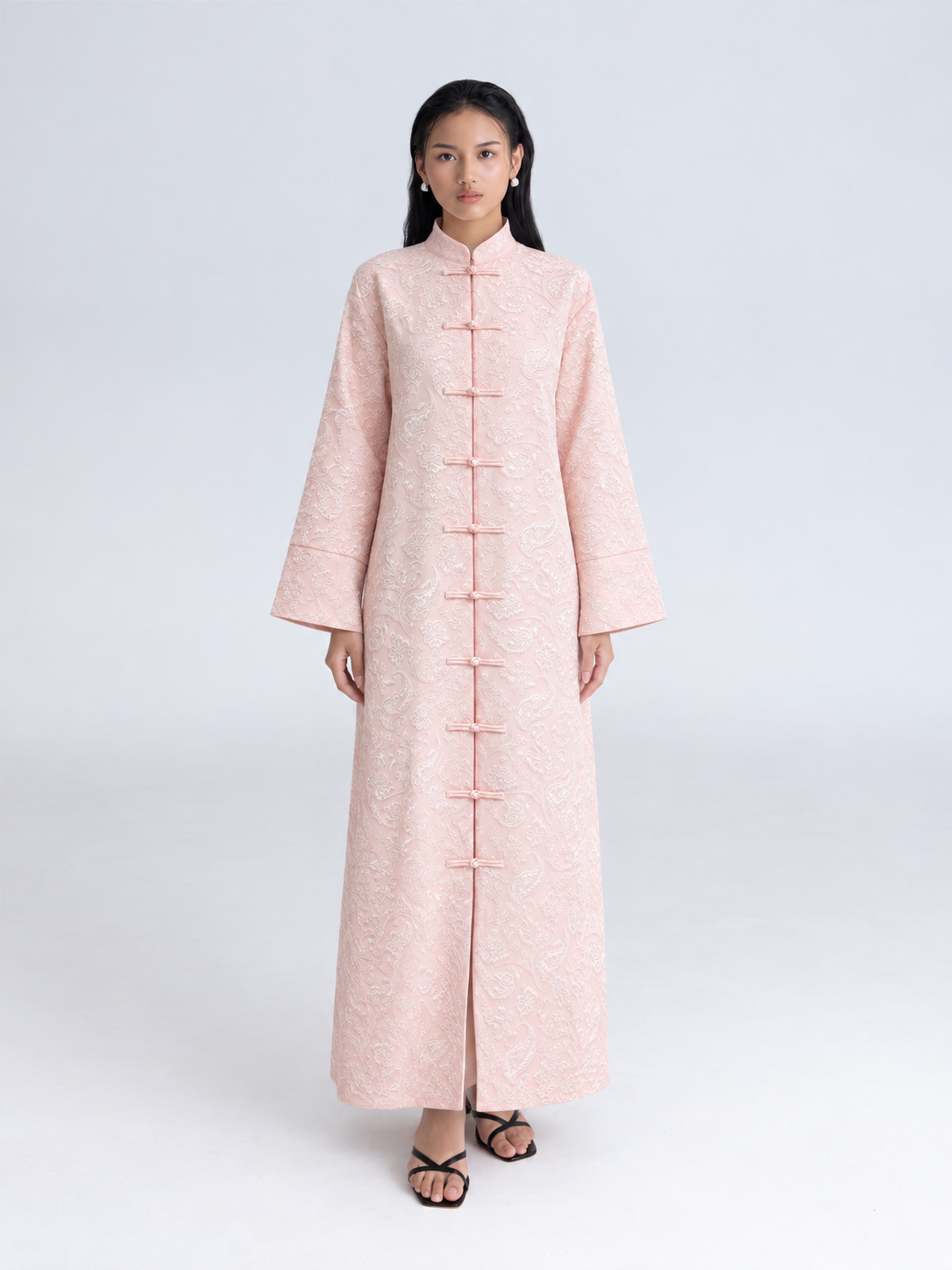 Mandarin Collar Long Dress M8357, wholesale women's clothing Lebanon