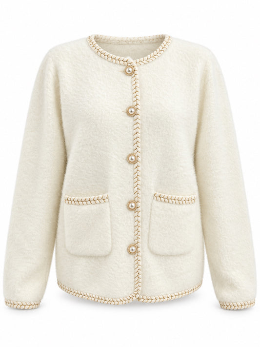 K5107 Off white cardigan front view