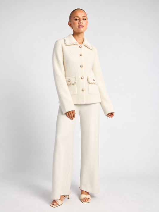 K5106 off-white mohair jacket, 64 cm, model view