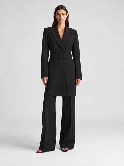 Long blazer set black — longer 92 cm blazer model view
